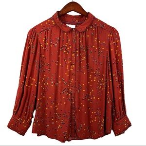 Anthropologie Maeve Printed Peasant Blouse